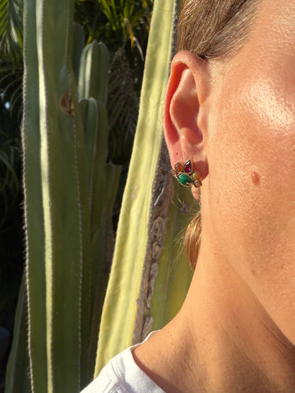 Malachite, Opal and Garnet earrings