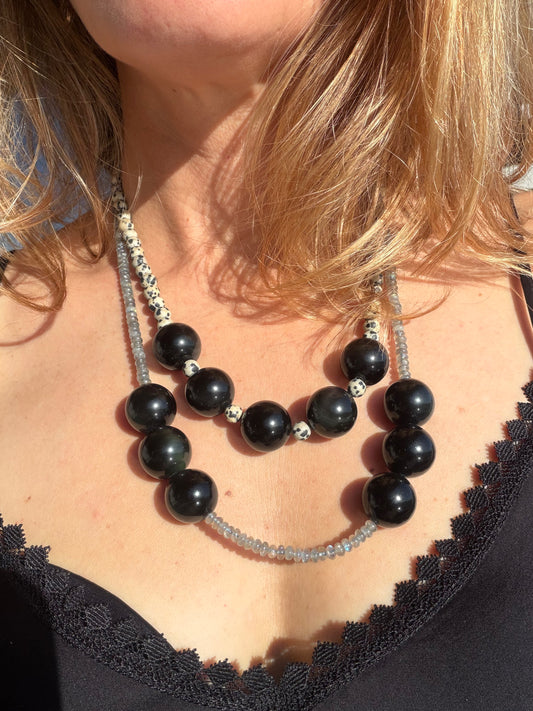 Dalmatian Jasper and Huge Obsidian Rouds